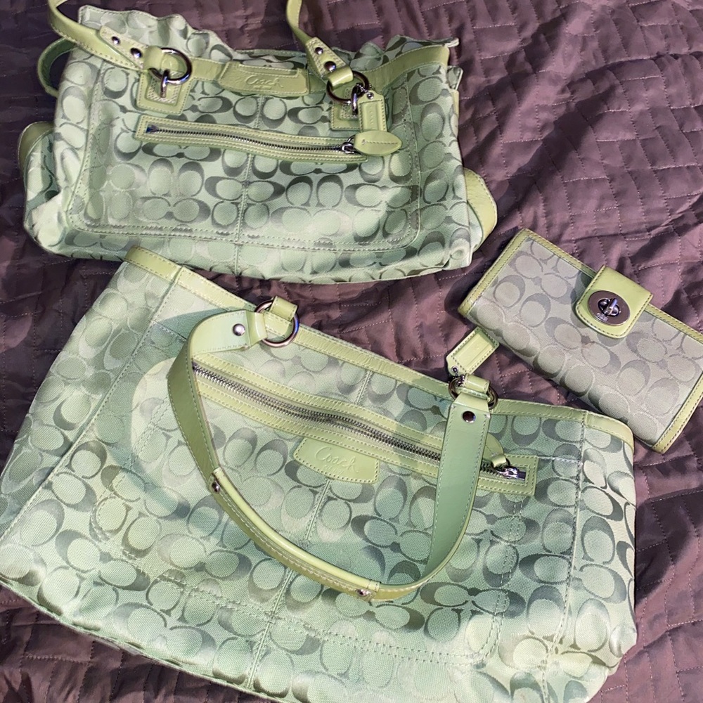 Authentic Lime Green Vintage Coach Handbags/Wallet